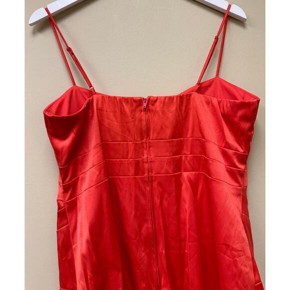 Bisou Bisou y2k Spaghetti Strap Red Coral Satin Bustier Party Dress Size 14 - Picture 5 of 13